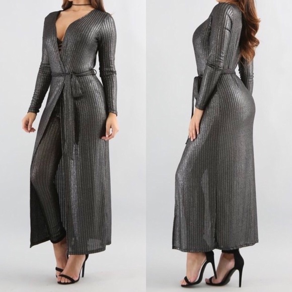 Pants - PRICE FIRM TWO PIECE Black sheer shine pants set.